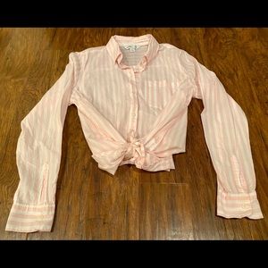 Pink/white striped button down
